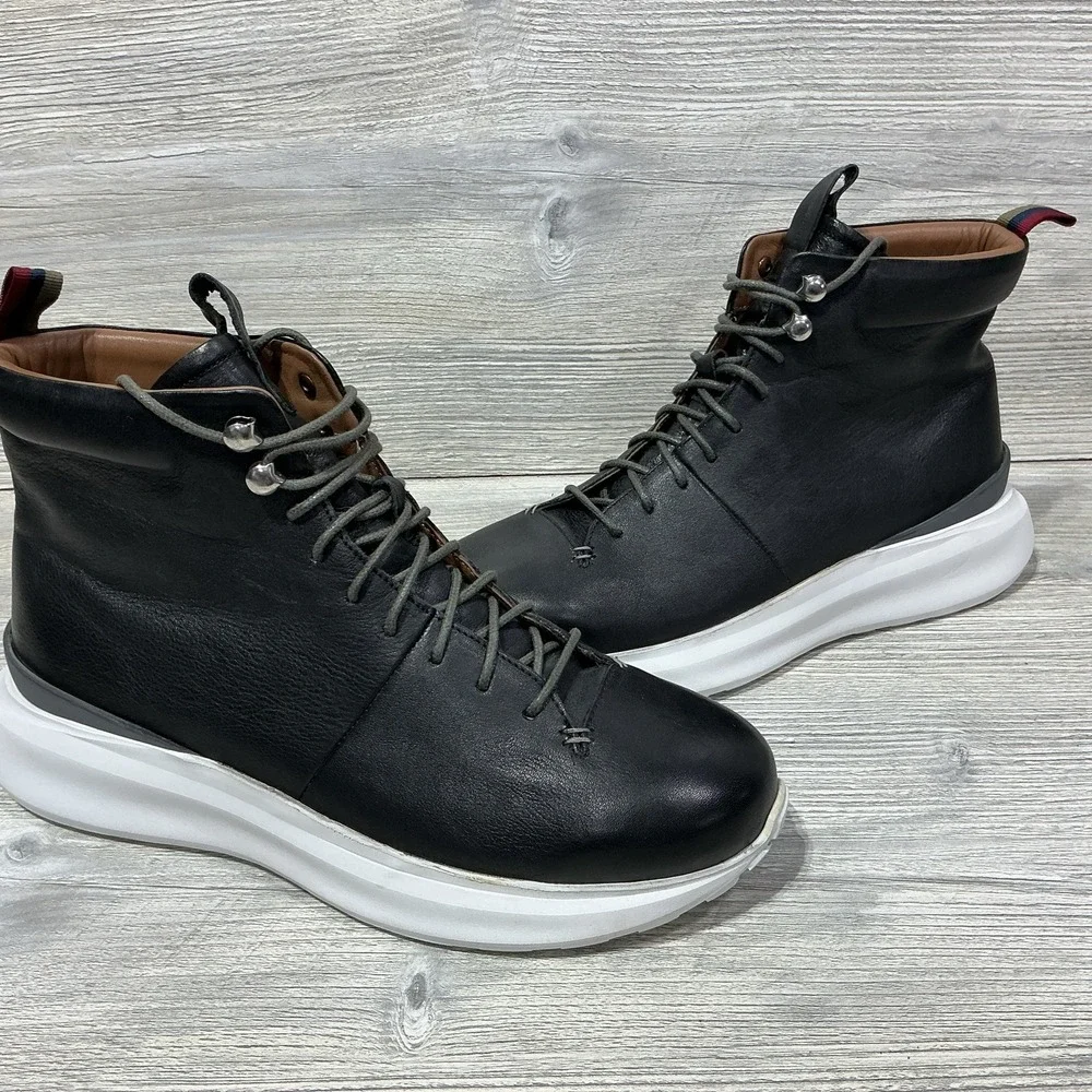 Thomas & Vine Black Leather Gentleman's Lace Up Extra Light Casual Boots Size 10